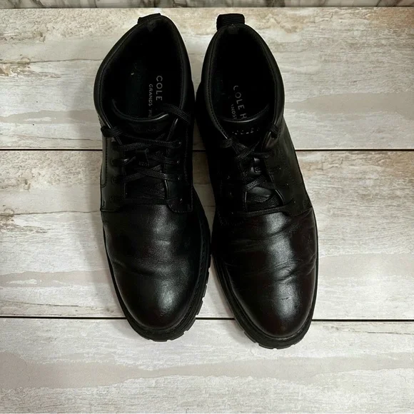 Cole Haan Mens Size 9 Black Leather Tahoe Featherfeel Ankle Lace Up Lug Boots - Picture 12 of 12